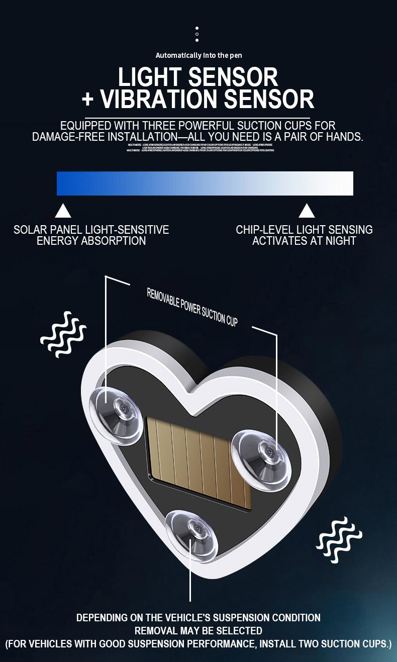 DIYCOM Solar-Powered Heart Neon Light, Multi-Mode Cars Accessory for Car Decorating, Cars Accessories campingessentials travelessentials