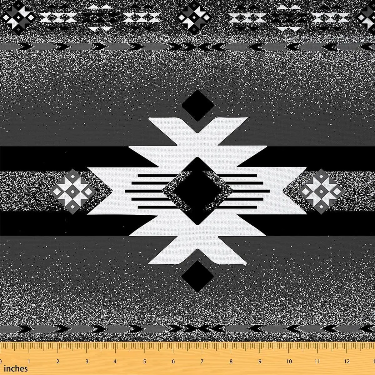 Boho Style Aztec Fabric,Tribal Ethnic Soft Flannel Polyester No Stretch Fabric,Ombre Sequins Print Decorative Fabrics,Dark Gray Crafts & Sewing Supplies