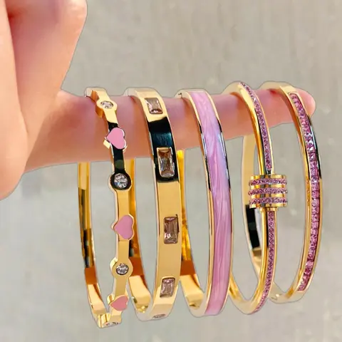 Elegant Stainless Steel Stackable Bangle Set, Lightweight Timeless Fashion Jewelry, Fashionable Bangles, Stacked Design Bracelets, Jewelry Accessories, Suitable for Parties, Gatherings and Birthday Gifts, Durable High Quality Bracelet, Bracelet Sets