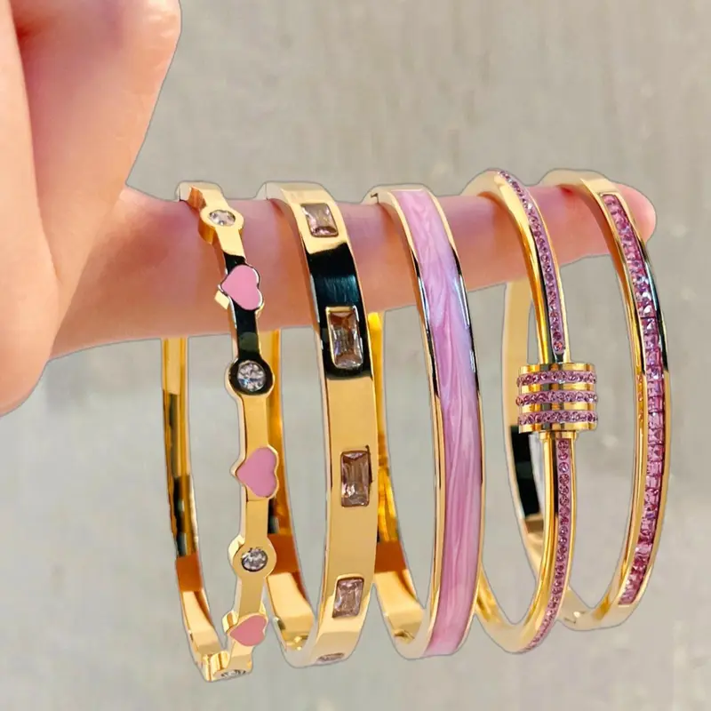 Elegant Stainless Steel Stackable Bangle Set, Lightweight Timeless Fashion Jewelry, Fashionable Bangles, Stacked Design Bracelets, Jewelry Accessories, Suitable for Parties, Gatherings and Birthday Gifts, Durable High Quality Bracelet, Bracelet Sets