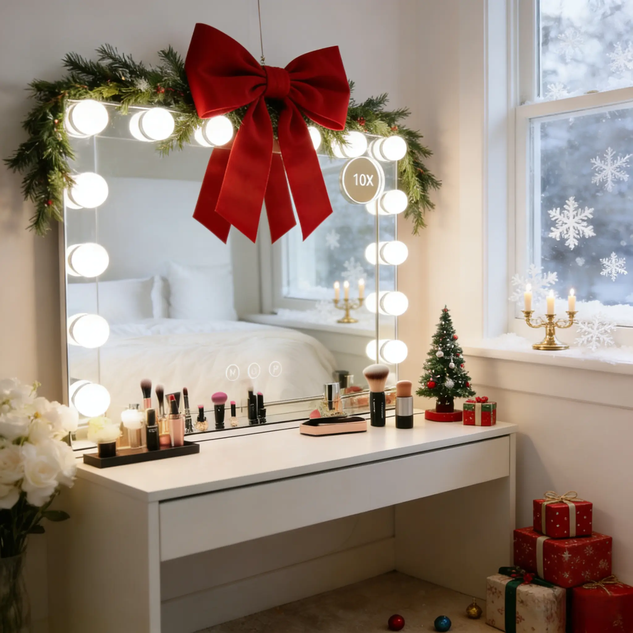 Makeup Mirror with Dimmable Bulbs with 10xMagnifier,portable makeup,3Color Lighting Modes,Detachable,Luxury Home LED Gift Decorations for College Dormitory Fixtures, Locker Rooms and Bedrooms,Perfect Gift for Girlfriends, Moms,hollywood makeup mirror summ