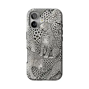 Blunt Leopard Print iPhone Case – Luxury Black White Safari Animal Protective Cover for iPhone 17 16 15 14 13 12 11 Pro Max
