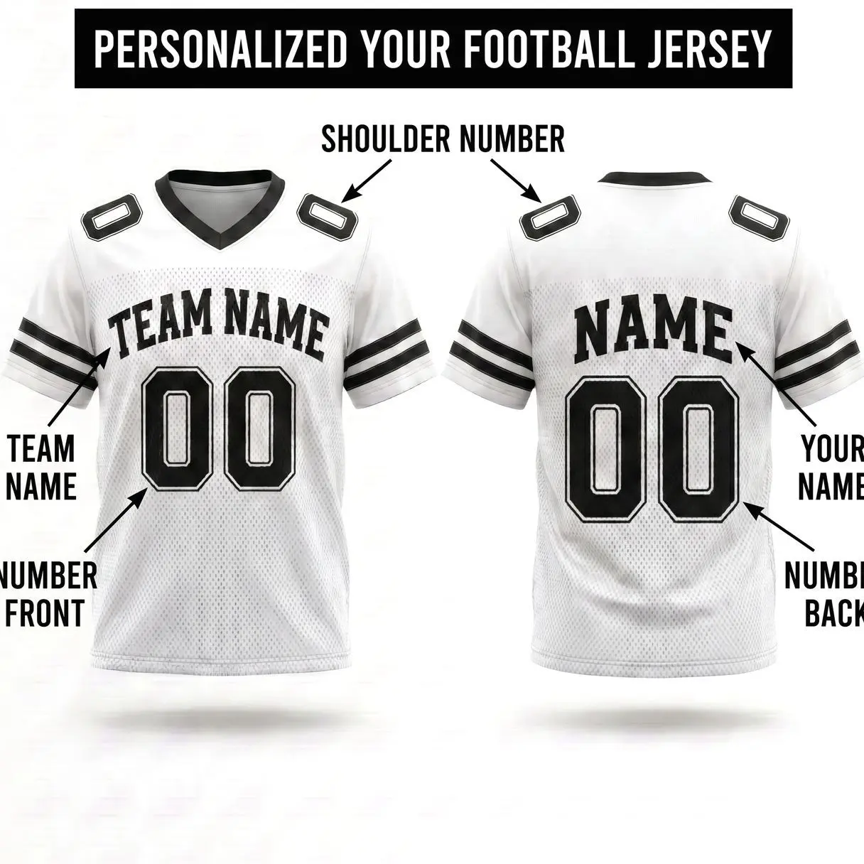 Personalized Team Name & Number Football Jersey Spandex mix Mesh, Game Day Outfit For American Football Fan