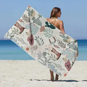 Boho Style Cowboy Pattern Beach Towel, Lightweight Comfortable Beach Towel, Quick-drying Swimming Towel, Fitness Yoga Towel, Travel Beach Towel, Design Beach Towel