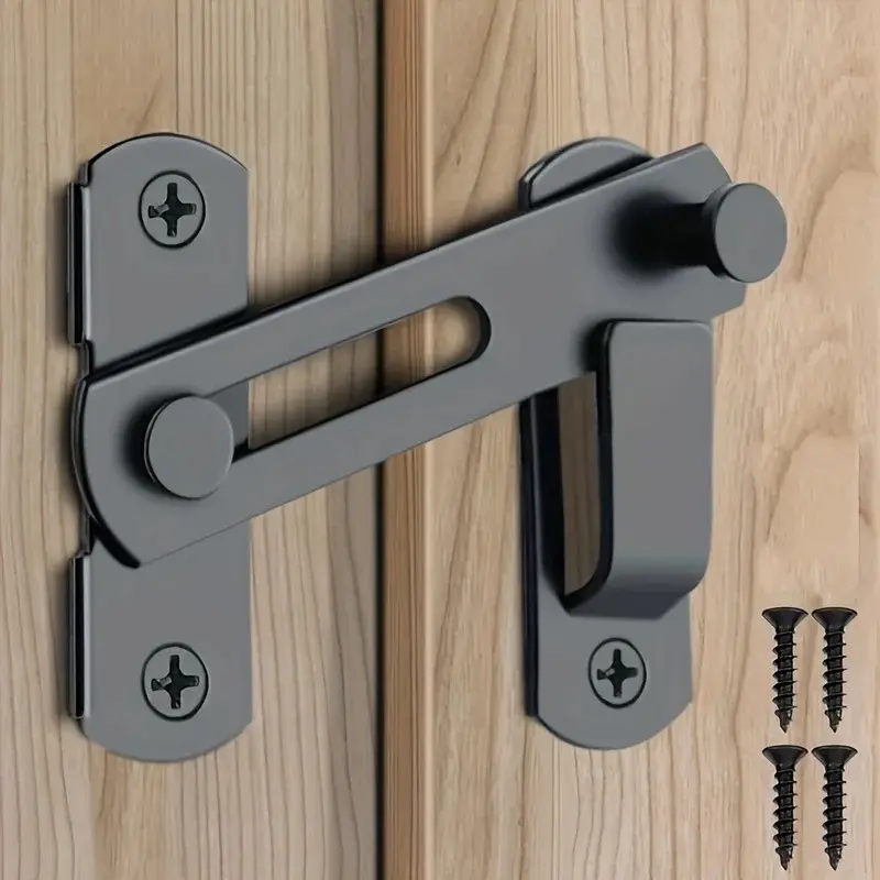 6pcs Stainless Steel Barn Door Lock Set, Includes 2 Door Latches & 4 Screws, 180° Flip Lock, Dual Key Security, Easy Installation, Door Hardware, Stainless Steel Locks