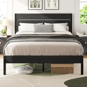 Twin & Full & Queen  Frame With Headboard And Footboard , 12.2in Under  Storage, All-Metal Support System, No Box Spring Needed,Noise Free, Easy Assembly bed Contemporary Black Faux Leather Couch Set Brown Stripe Luxury Recliner Sofa