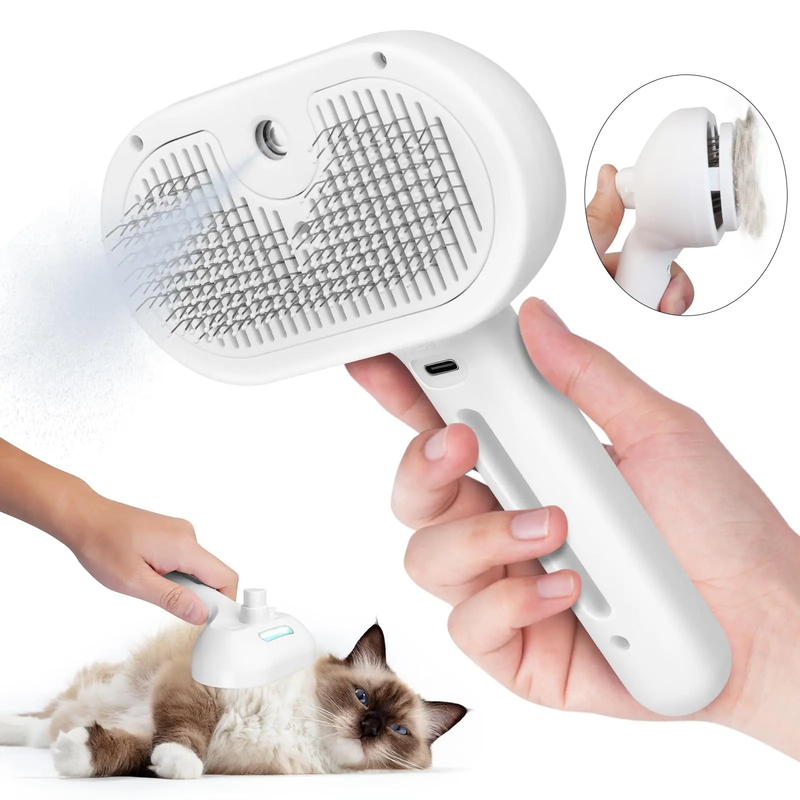 Viral Pet Steam Brush - Universal Fur Removal Tool, 28ml Mist Spray Groomer Tools, Gentle on Skin Self Grooming Brush for Dogs with Mist Massage Brushing & Shiny Coat Enhancement