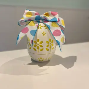 Easter Egg Basket/Container with Colorful Bow and Floral Design