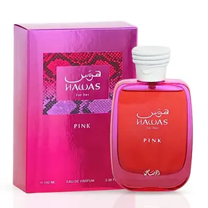 Hawas Pink for Her Eau de Parfum Spray 100ml (3.4 oz) by Rasasi – Sweet Gourmand Floral Perfume
