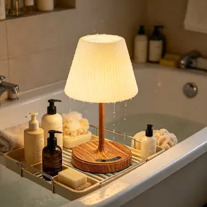 Shower Lamp Waterproof Bathroom Decor Lamp for Inside Shower Bathtub, Rechargeable Cordless Table Lamp, 3 Color Temps Dimmable Touch Mood Light, Small Relaxing Spa Night Lamp for Bedroom, Bathroom, Kitchen, Desk