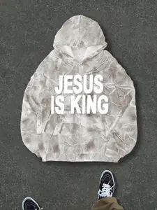 Jesus Is King Unisex Casual Graphic Hoodie, Branch Print Long Sleeve Loose Fit, Fall Fashion Street Style Womenswear
