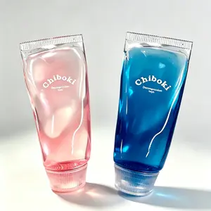 Clear Gel Toothpaste Squishy Fidget Toy, Smooth Transparent Tube Decompression Squeeze Hobby Toy, Soft Anti-Anxiety Sensory Stress Relief Toy for Teens & Adults, Portable Fun Play Calming Squish Toy, Pink & Blue No Glitter Stretchable Squeeze Fidget Toy