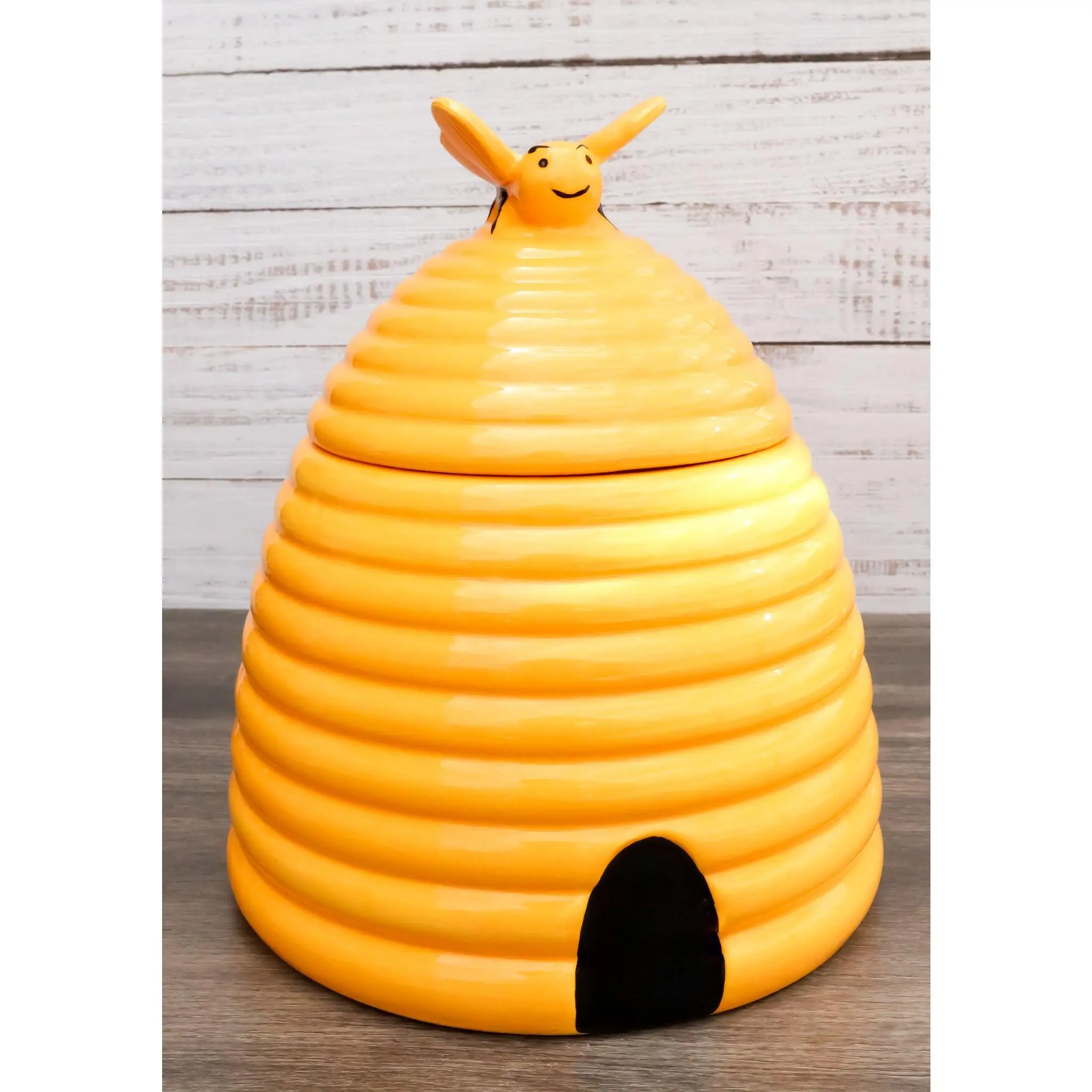 Ebros Rustic Wildlife Busy Honey Bumblebee Ceramic Cookie Jar - 8"Tall Baking Biscuit Dispenser, Silicon Hand-Held Home Decor Statue, Gift for Home Supplies Enthusiasts