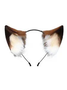 Realistic Three-Color Plush Fox Ears Headband, Anime Convention Cosplay Accessory, Animal Ear Hair Clip, Halloween Party Costume Prop, Party Accessories