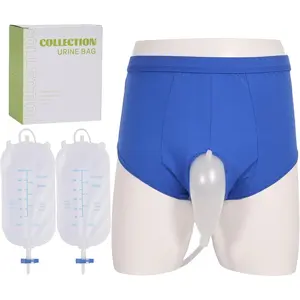 Urine Collector, Incontinence Pants for Men, Wearable Urine Collection Bag for Men, Men's Portable External Catheter Device with Two 500ml Urine Bag Reusable, Portable Leak Proof Leg Pee for Elder Hiking Essentials