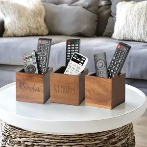 Wooden Remote Control Storage Rack, Desktop Organizer for Bedside Tables, Living Room & Bedroom Media Storage Solution