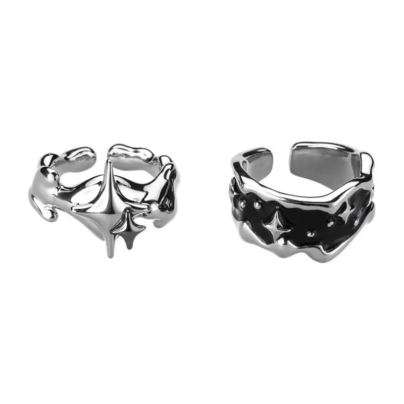 Exquisite Trendy Adjustable Artificial Gemstone Ring - Unisex Irregular Opening Jewelry, Casual Simple Accessory for Couples, Rings for Women, Adults, Any Finger