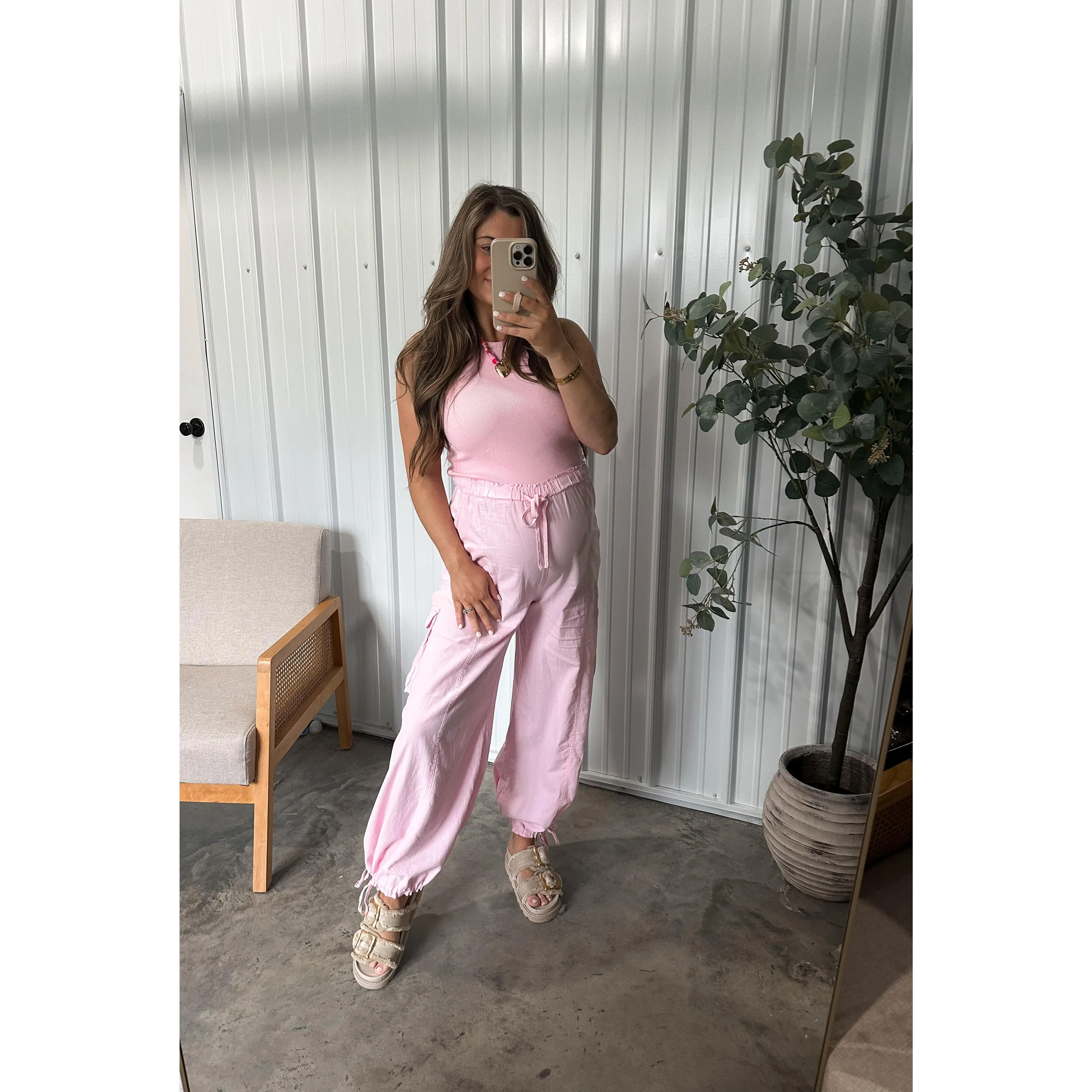 Cierra Cargo Jumpsuit- Light Pink