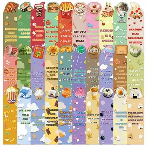 30 Cartoon Food Series Bookmarks, Non-Repeating, Simple, Artistic, Creative Paper Bookmarks, Small Cards, Book Decoration Cards, Reading Annotation Cards, Book Accessories