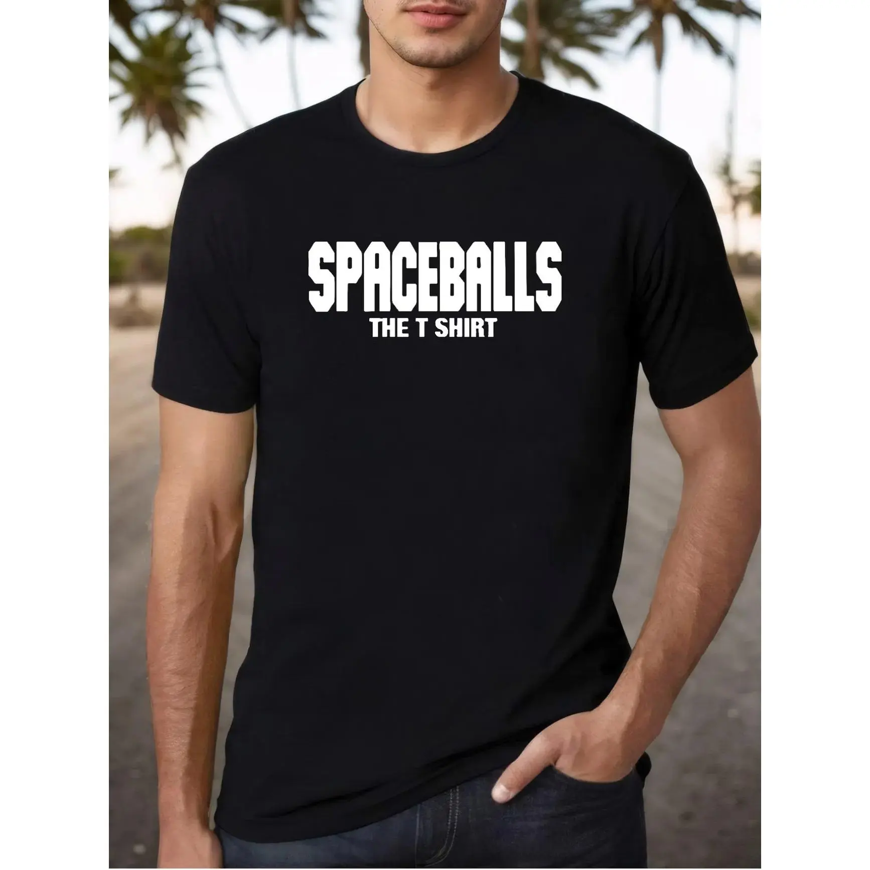 Men's Vintage Cotton Spaceballs Graphic T-Shirt - Basic, Shortsleeve, Round Neck, Breathable, Relaxed Fit Prints Tee for Casual Daily Wear, Classic, Menswear, Stylish, Fabric, Soft