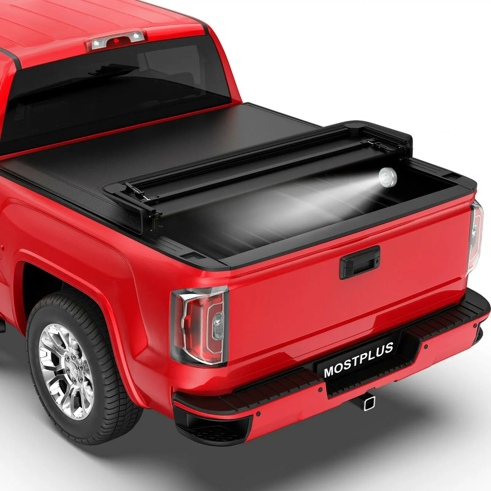 MOSTPLUS For Chevy Silverado/GMC Sierra 1500 2500 3500 Quad-Fold Soft Tonneau Cover Truck Bed