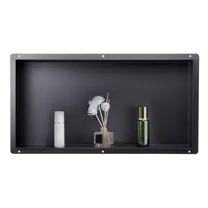 VEVOR Shower Niche, 13 x 25 x 4 inch Frameless Recessed Wall Niche, Heavy-duty Stainless Steel Modern Shampoo Storage Organizer, Sealed Waterproof, Durable & Easy to Install, Black for BathroomSummervibes