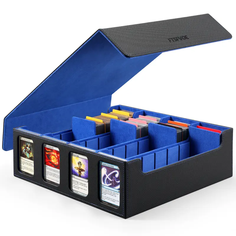 mtg plastic card storage TiMOVO MTG Deck Box, MTG Commander Card Deck Box with Commander Display & Dice Tray Fits 400+ Unsleeved Cards, Leather Magnetic main image 0