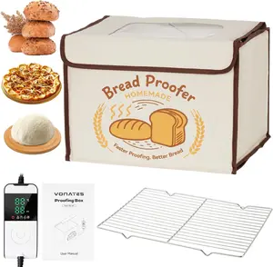 Upgraded Folding Bread Proofing Box with (50-113°F) Temp Control & 48H Timer, Proofing Box with Stainless Steel Shelf, 3-side Heating Fermentation for Sourdough, Bread Baking, Pizza, Yogurt, Kombucha, Space-Saving & 5-Layer Fabric