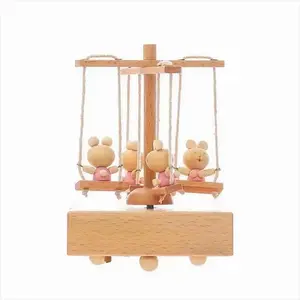 Wooden Music Box - Bear Swing Amsr Music Box Creative Gifts for Lover, Boyfriend, Girlfriend, Husband, Wife