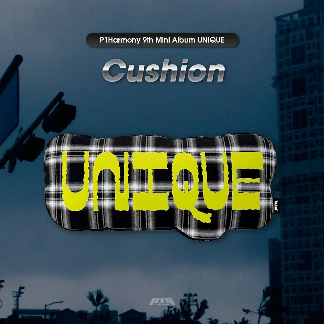 P1Harmony UNIQUE Cushion [POP-UP Excl.] | Official K-Pop Plush Pillow | Plaid Logo Collectible Merch | P1ECE Room Decor Cushion