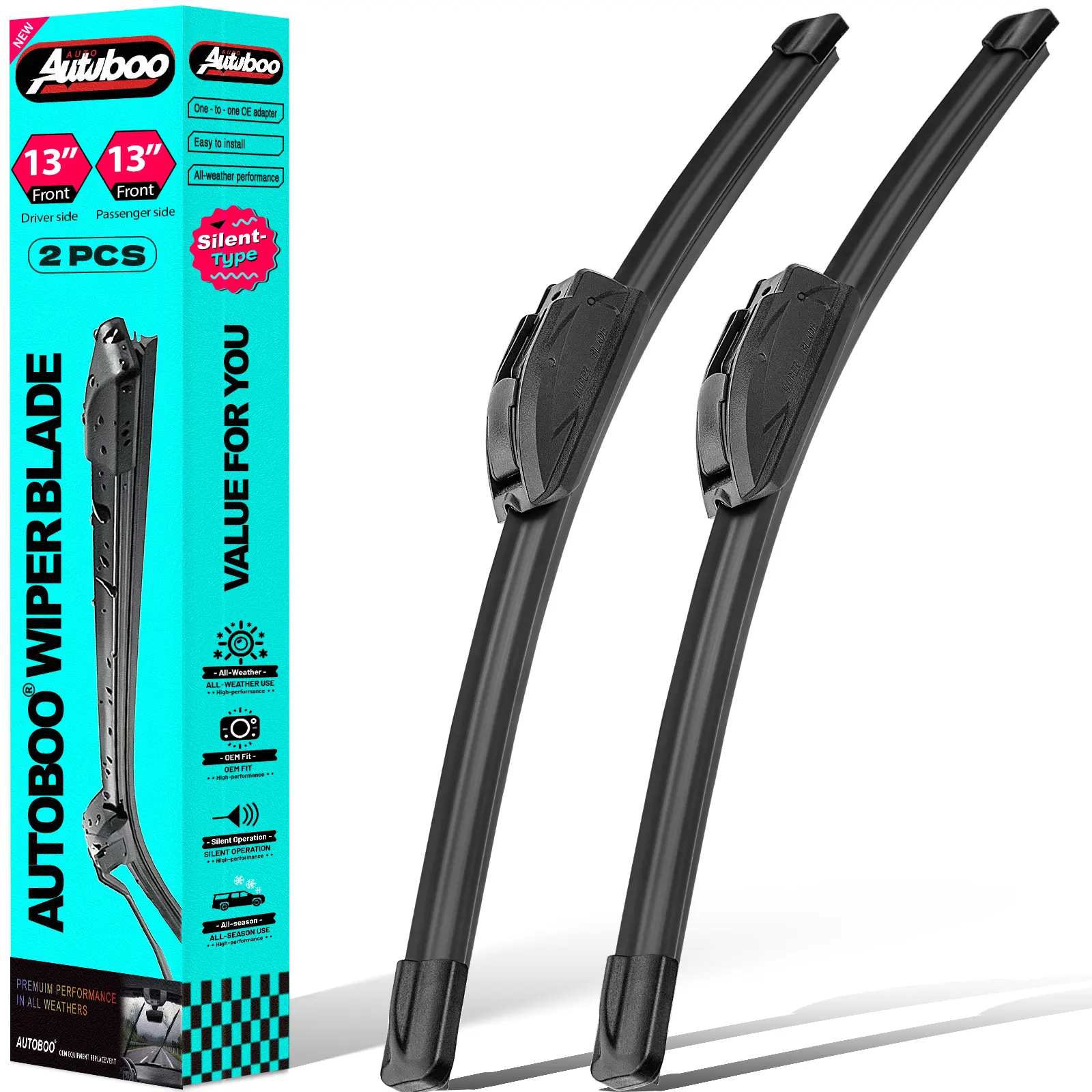 13"+13" Front Windshield Wiper Blades Replacement for Jeep Wrangler 1997-2006 OEM QUALITY Premium All-Season Automotive
