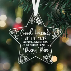 Star decorations - "Good friends are like stars" - an inspiring quote, transparent hanging decorations, suitable for Christmas trees, windows, fireplaces, gardens - are ideal gifts for good friends and also Christmas decorations