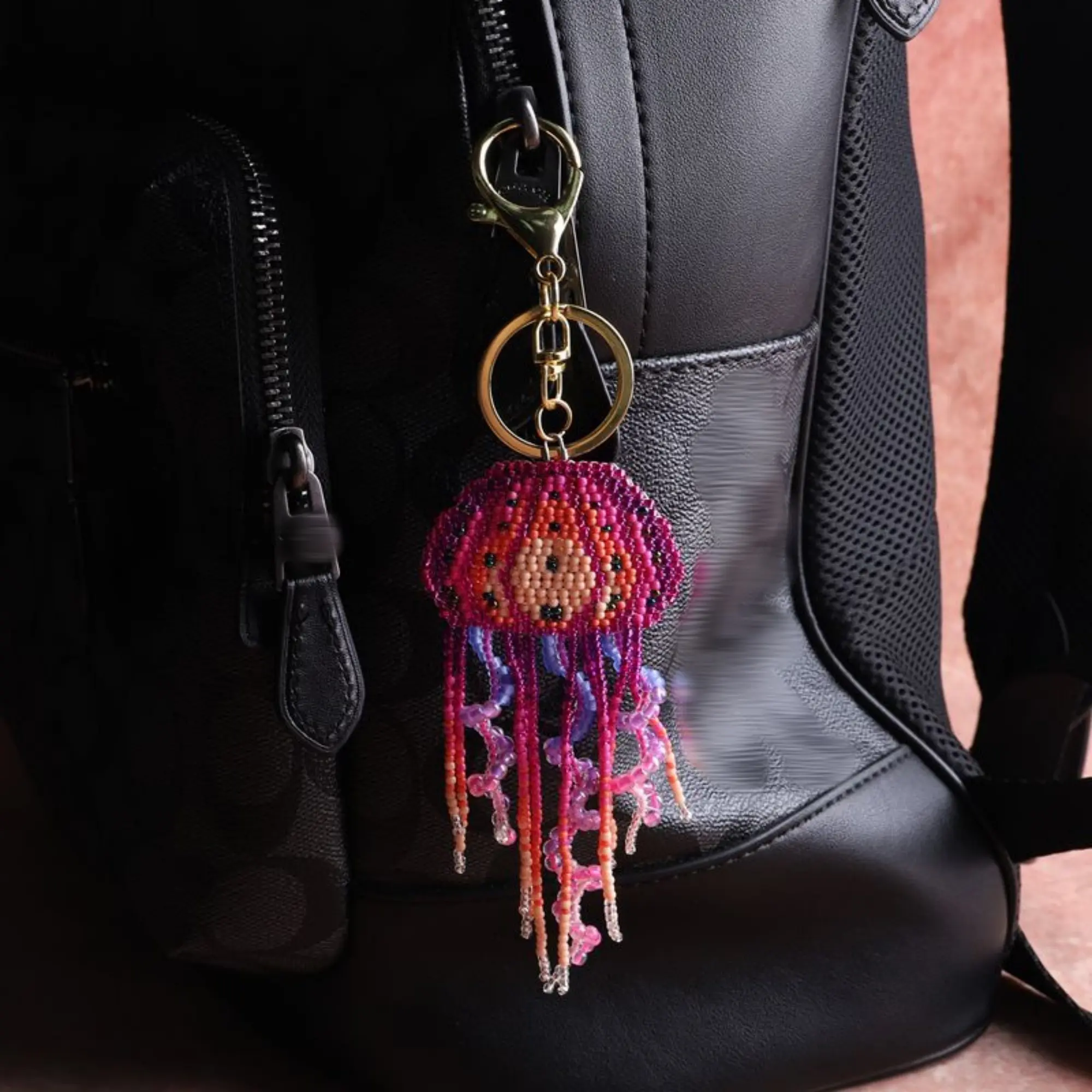 Jellyfish Keychain - Handmade Beads Bag Charm !  Hot Pink #Keyring #BagCharm