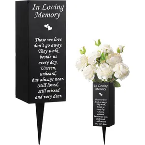 Cemetery Vases for Grave Father's Day Metal Flower Holder with Spikes Memorial Funeral Gravesite Flowers Vase Decorations for Loss of Loved One(Those We Love)