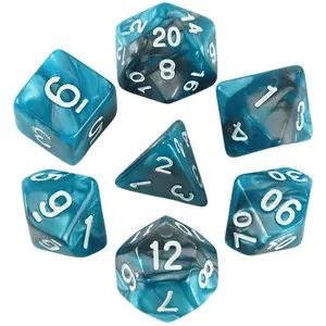 7 Piece Mixed Color Dice Set, Multi-Sided D4 D6 D8 D10 D% D12 D20 Dice, Perfect for Dungeons Game Role-Playing Games