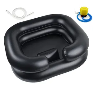 Double Layer Inflatable Hair Wash Basin, 1 Counts Durable Portable Washing Hair Pillow with 40in Drainage Pipe, PVC Soft Shampoo Bowl for Home Bathroom Dormitory Camping, Boyfriend Gifts，Bathroom Accessories
