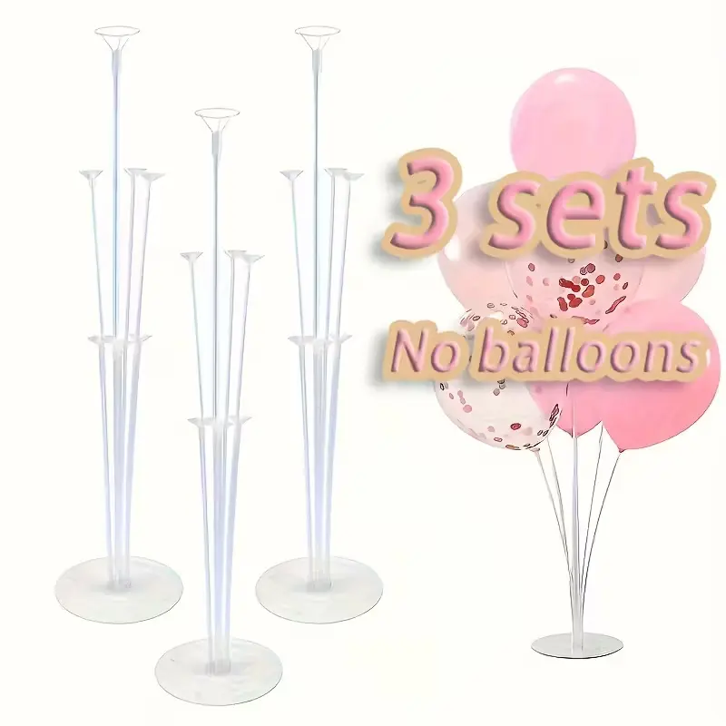 3 Sets PVC Balloon Stand Kit, Adjustable Center Pole for Weddings, Birthdays, Home Parties, No Power Needed, Multi-Functional Decoration, Decorating