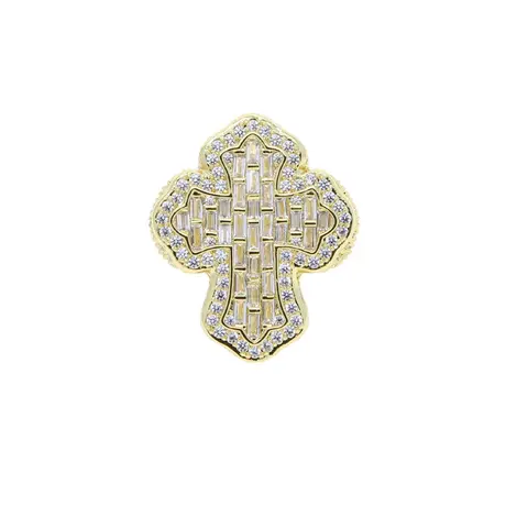 Rhinestone Decorated Cross Promise Ring for Men, Prong Ring for Men, Hip Hop Iced Out Jewelry for Party, Trendy All-match & Exquisite Jewelry for Birthday Gift