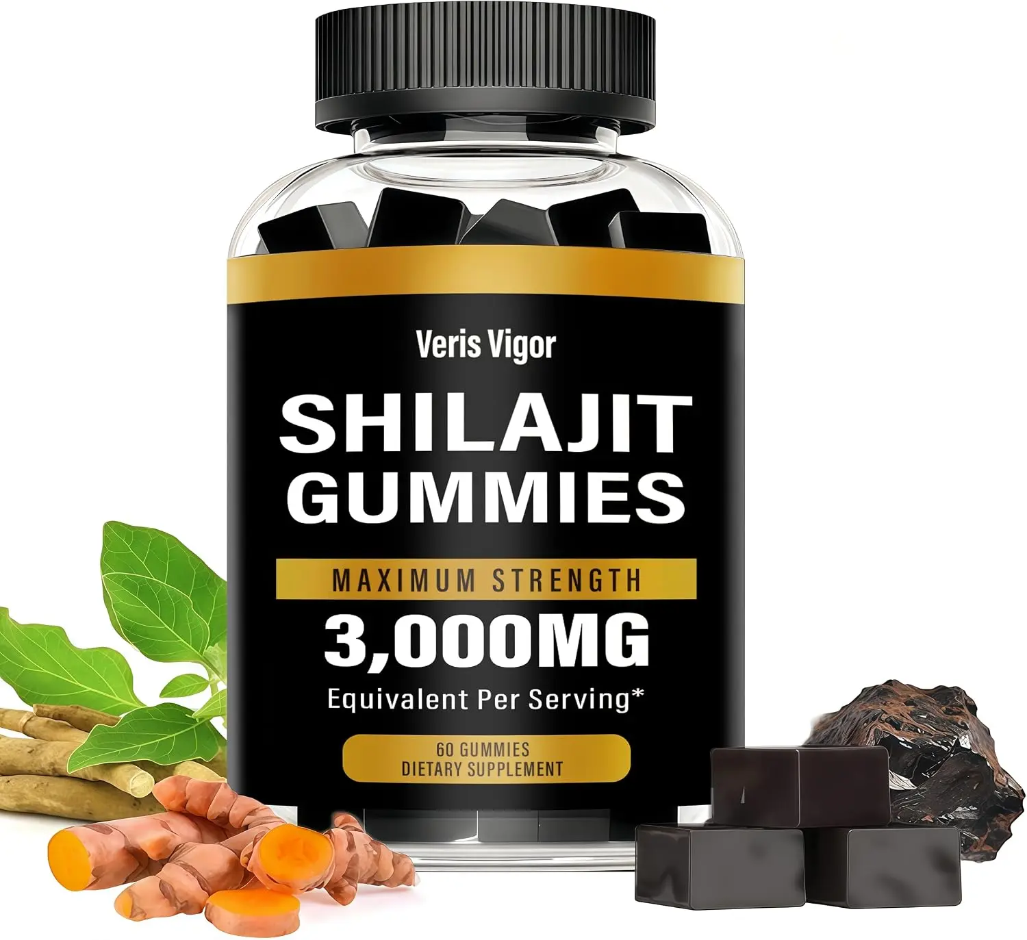 60 Count Shilajit Gummies 3000mg for Men & Women, Natural Pure Himalayan Shilajit Gummy with Fulvic Acid