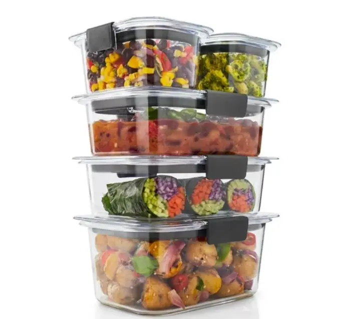 Rubbermaid Brilliance Leak-Proof Stain Resistant Clear Food Storage Containers, 10 Piece Set