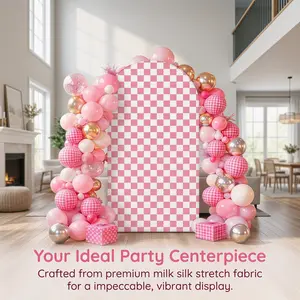 Gingham Arch Backdrop Covers, 6 Ft /6.6FT/7.2FT Stretchy Arch Backdrop Stand Covers, Photography Background Plaid Arch Stand Covers for Wedding Birthday Baby Shower Party Decor Butterfly Decorations Kit(without bracket)