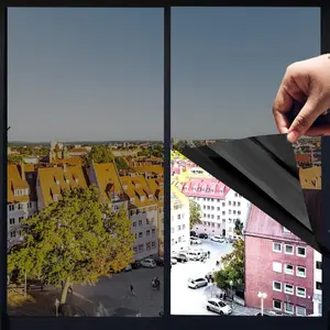 Heat Control Window Film, Window Tint Sun Blocking Blackout and UV Protection, one-Way Privacy Mirror Reflective Film,Explosion-Proof Premium PET Material Cosmic Black, 17.5 Inch x 6.5 Feet