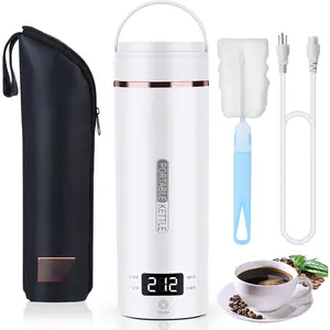 Travel Portable Electric Kettle, Coffee Kettle, Boiled Water Kettle for Rapid Heating & Boiling, Leak Proof & Heated-Insulated, 450mL & 304 Stainless Steel with 4 Preset Thermal Control