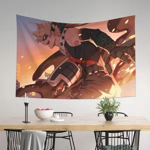 My Hero Academia Bakugo Katsuki Tapestry Wall Hanging Home Decoration Wall Blanket Dormitory Living Room Bedroom Backdrop  Light Linen