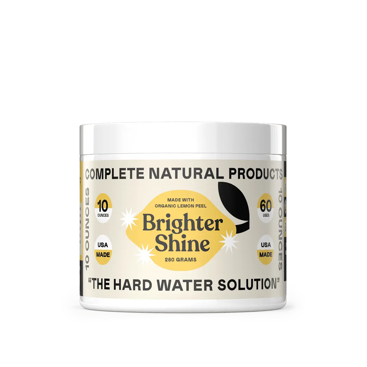 Brighter Shine Natural Dishwasher Additive & Hard Water Cleaner Household Detergent - Citric Acid Powder for Removing Mineral & Oil Buildup, 60 Uses, 10oz Canister