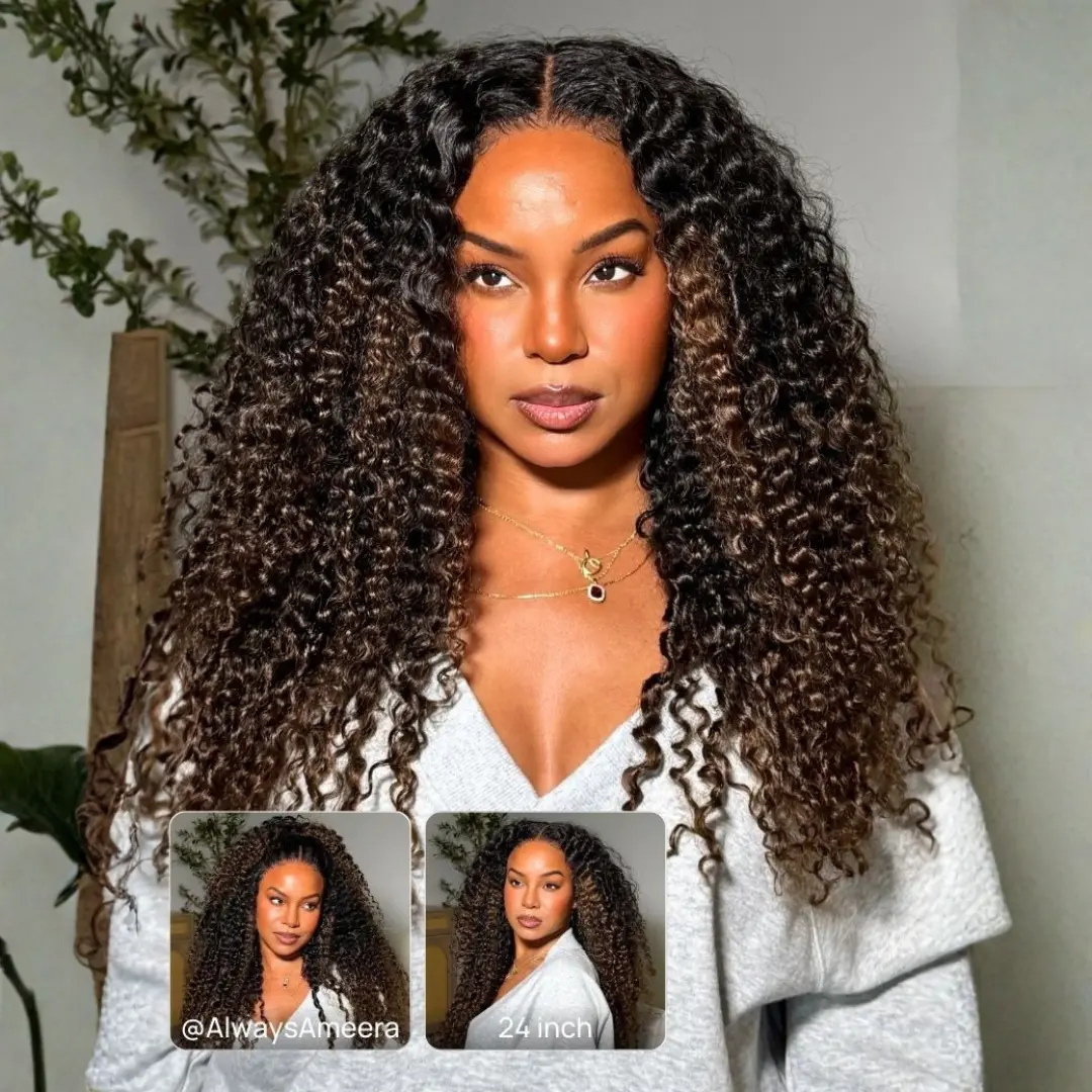 Nadula Spiral Curls Water Curly Summer Wig Chestnut Brown Ombre Burmese 7x5 Lace Wig Twist Out at the End Virgin Human Pre-everything Tangle-Free 16-24 Inches Soft Bouncy Hair SummerTurnUp