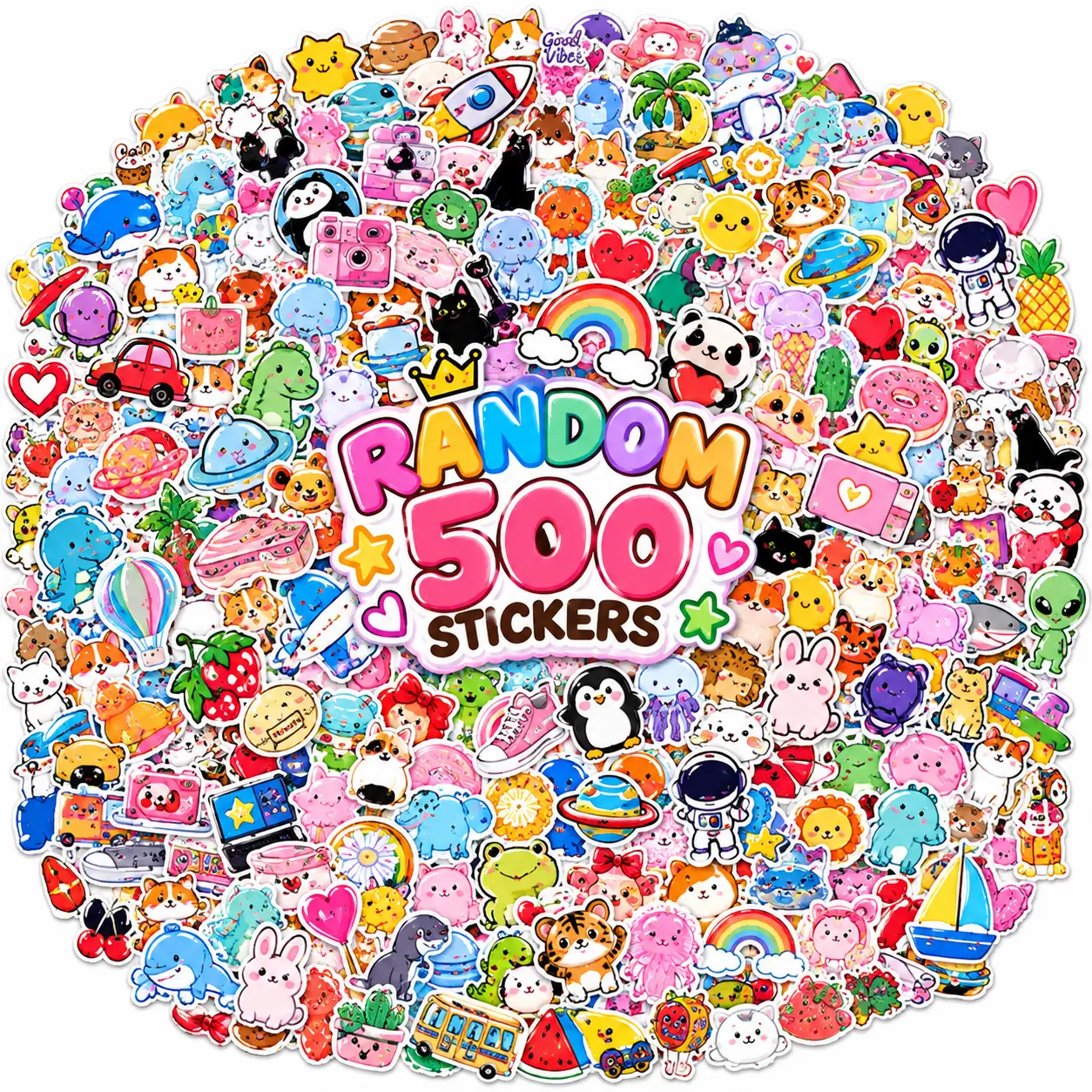 Christmas Gift 500pcs Cute Waterproof Stickers Pack, Random Stickers for Kids, Teens, Adults - Water Bottle, Laptop, Skateboard, Helmet