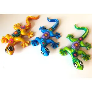 Large Clay Lizard Decor Mexican Artisan Handcrafted Unique Wall Art 12-14 Inches Length Garden Decor Lagarto Jardin