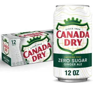 Canada Dry 0-Sugar Ginger Ale Soda, 12 fl oz Cans (12-Pack), Caffeine-Free Drink, Classic Fizzy Beverage, Established Since 1904 for Refreshing Enjoyment