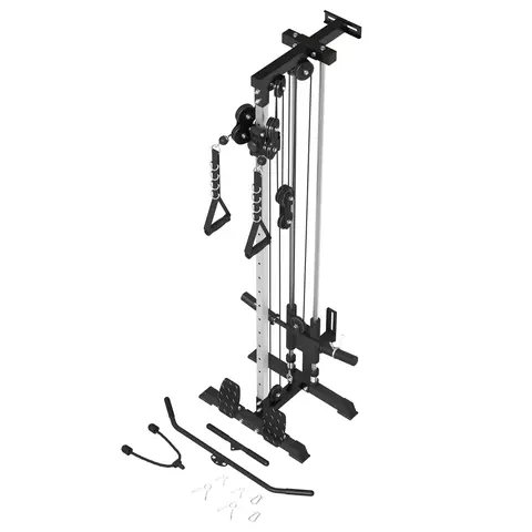 MIKOLO Wall Mount Cable Crossover Machine with Dual Pulley, 18-Level Adjustable Home Gym Trainer Lat Pulldown System Strength Training Accessory Arm Exerciser Arm Exerciser